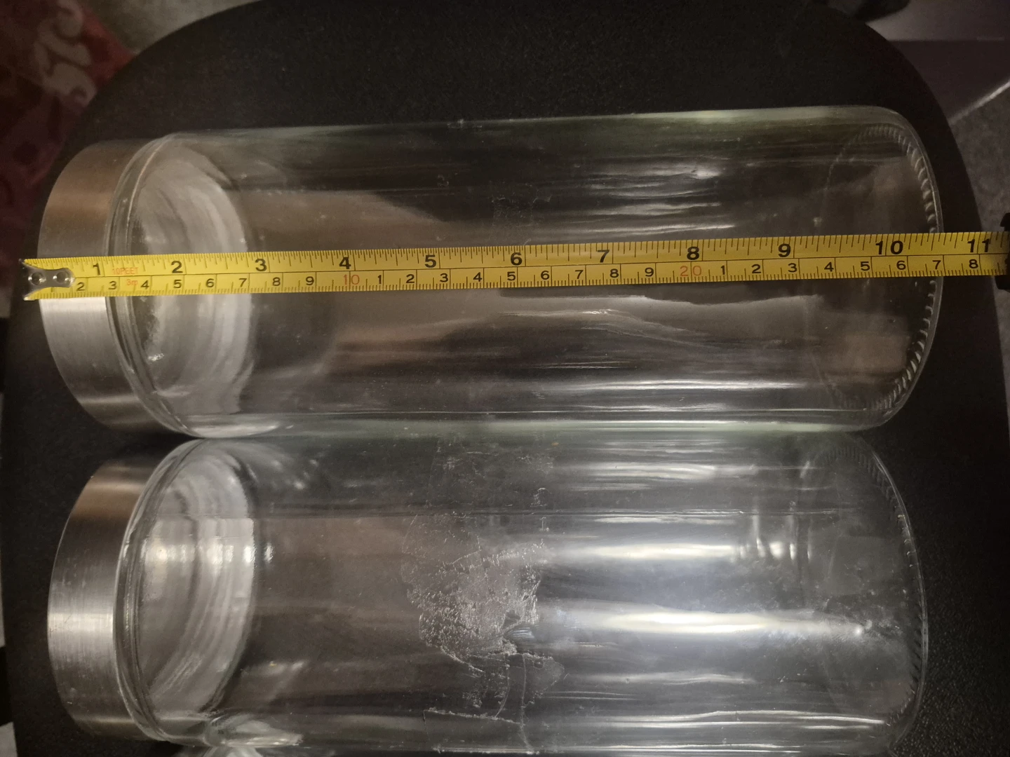 Three Glass Canisters with Stainless Steel Lids - photo 2