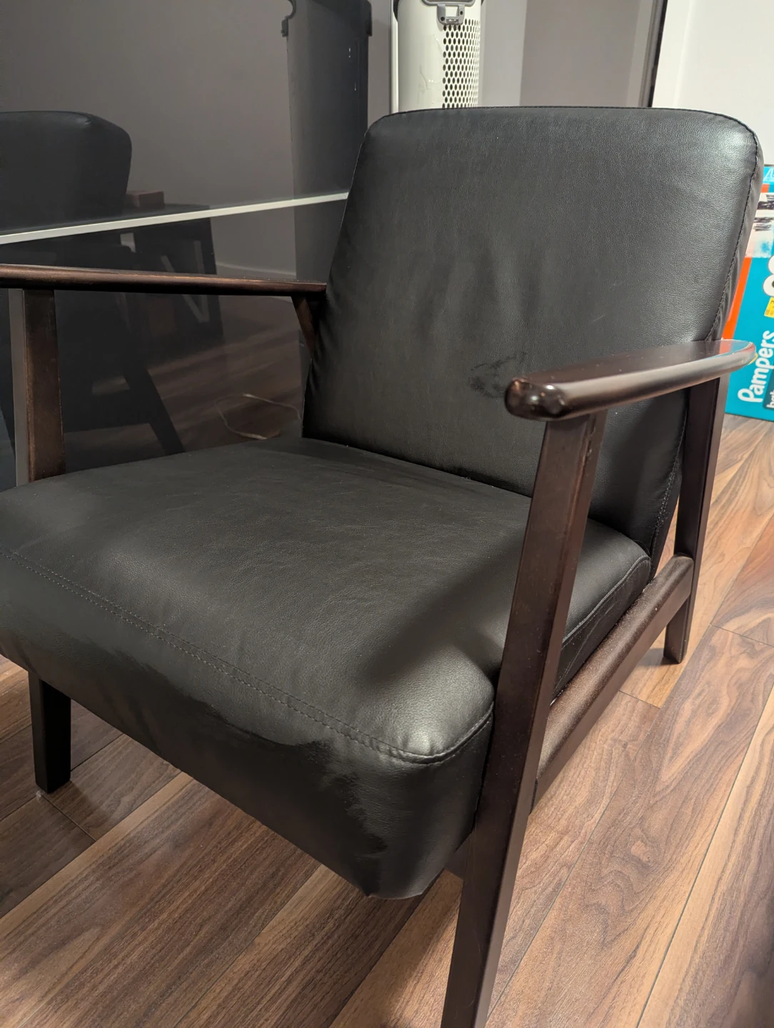 Ikea Ekenaset Black Leather Chair - photo 2