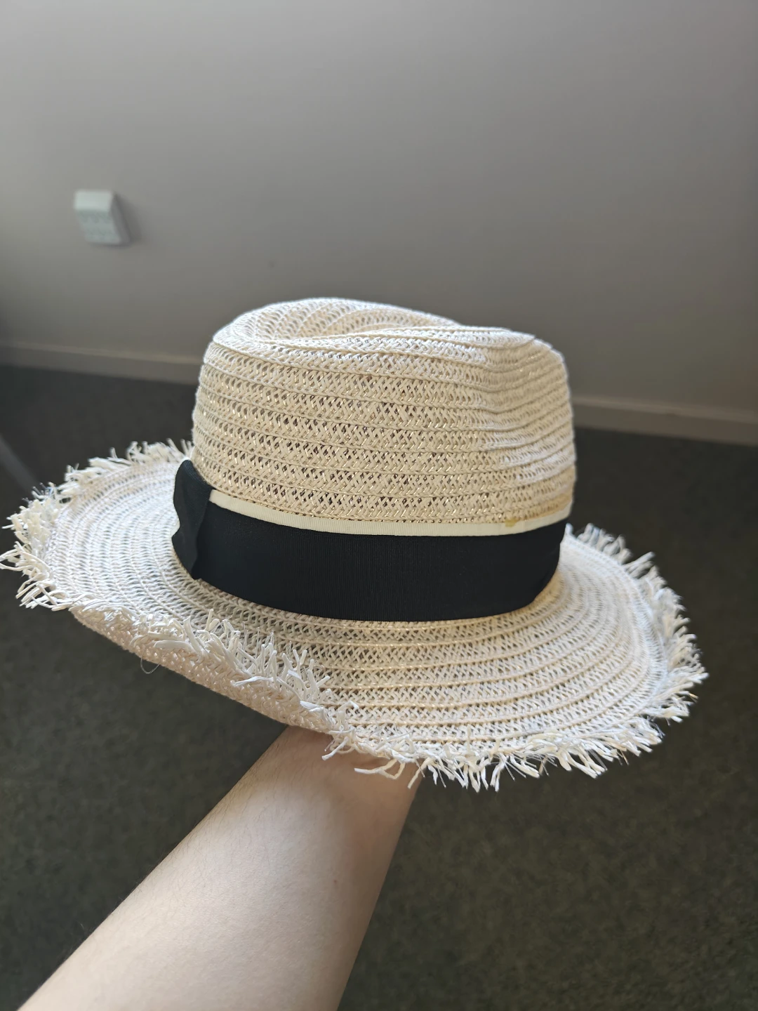 Straw Fedora with Frayed Brim - photo 3