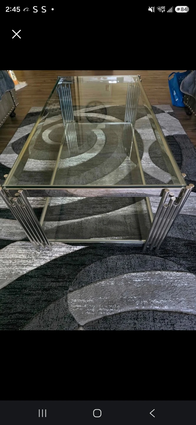 Glass and Chrome Coffee Table