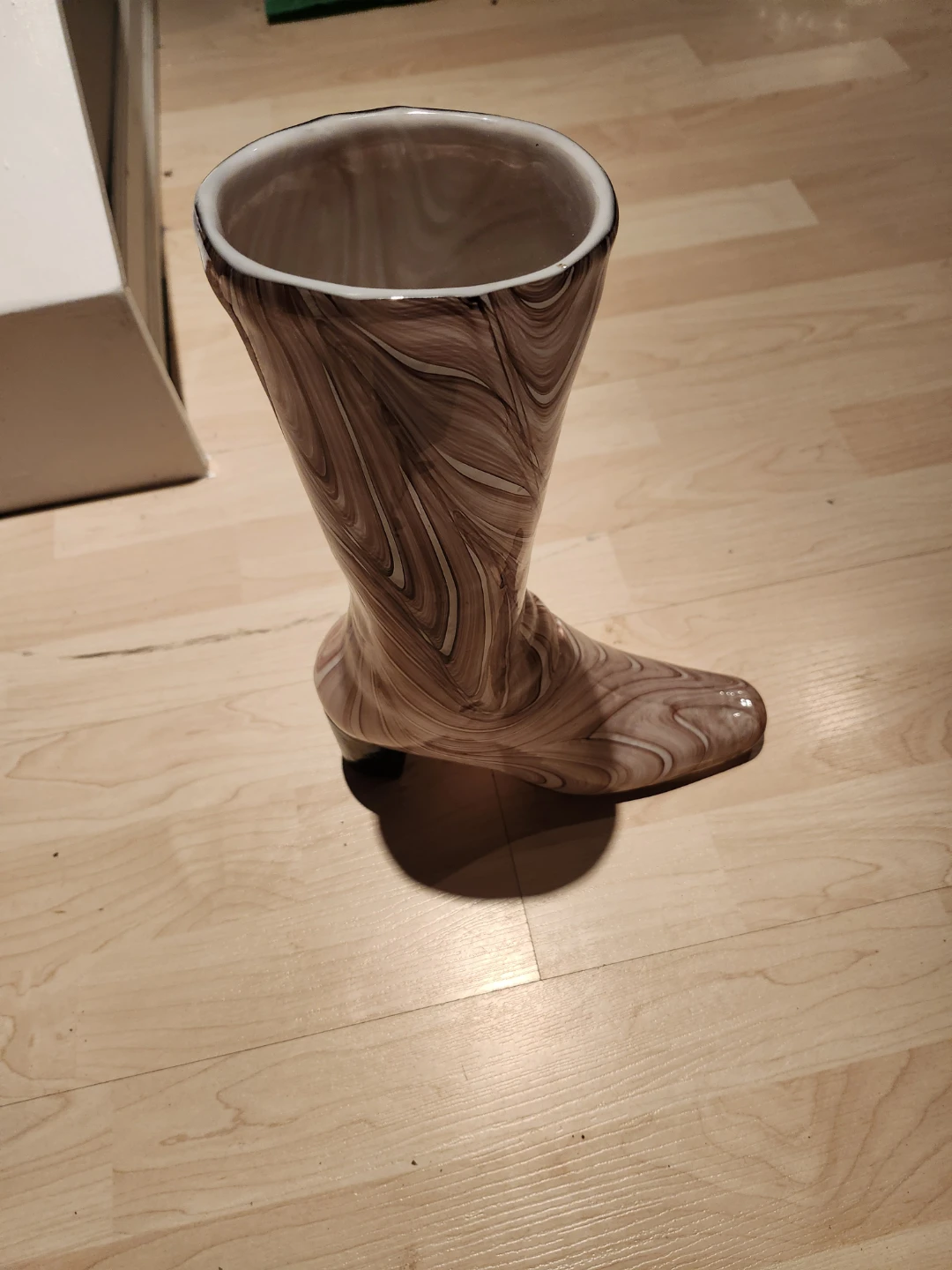 Hand blown Glass boot-shaped vase