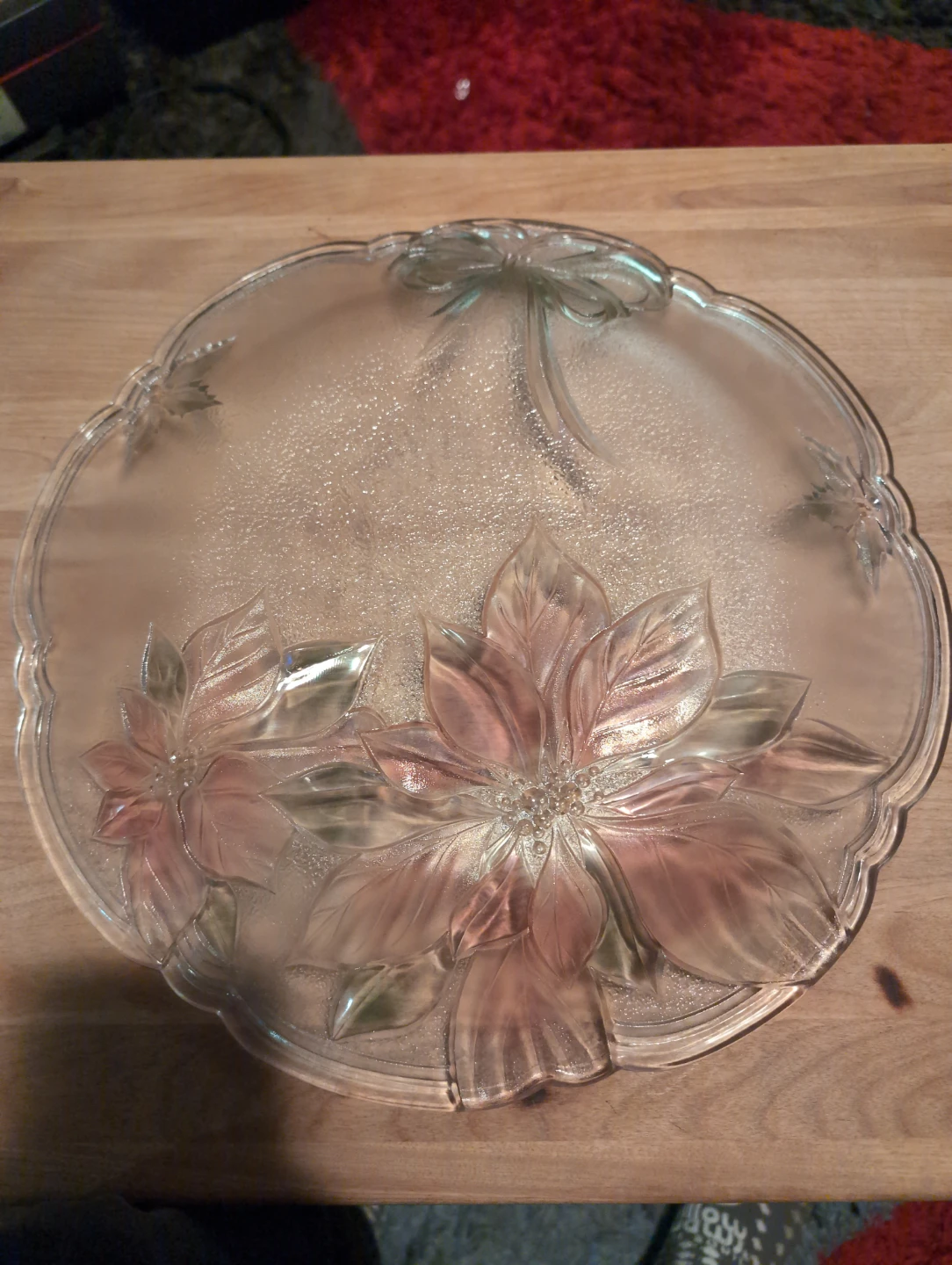 Clear Glass Poinsettia Serving Platter - photo 2