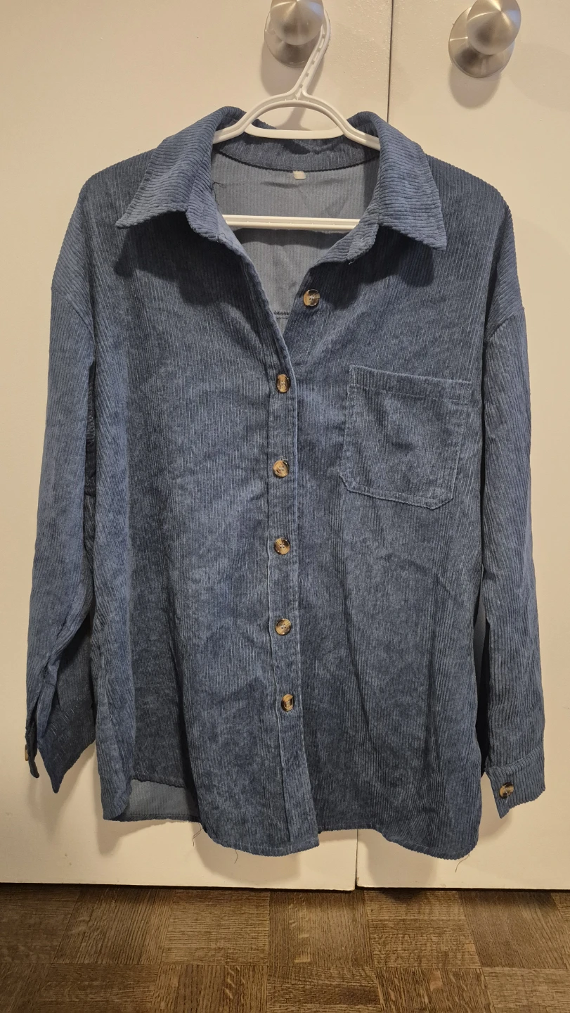 Blue Corduroy Button-Down Shirt