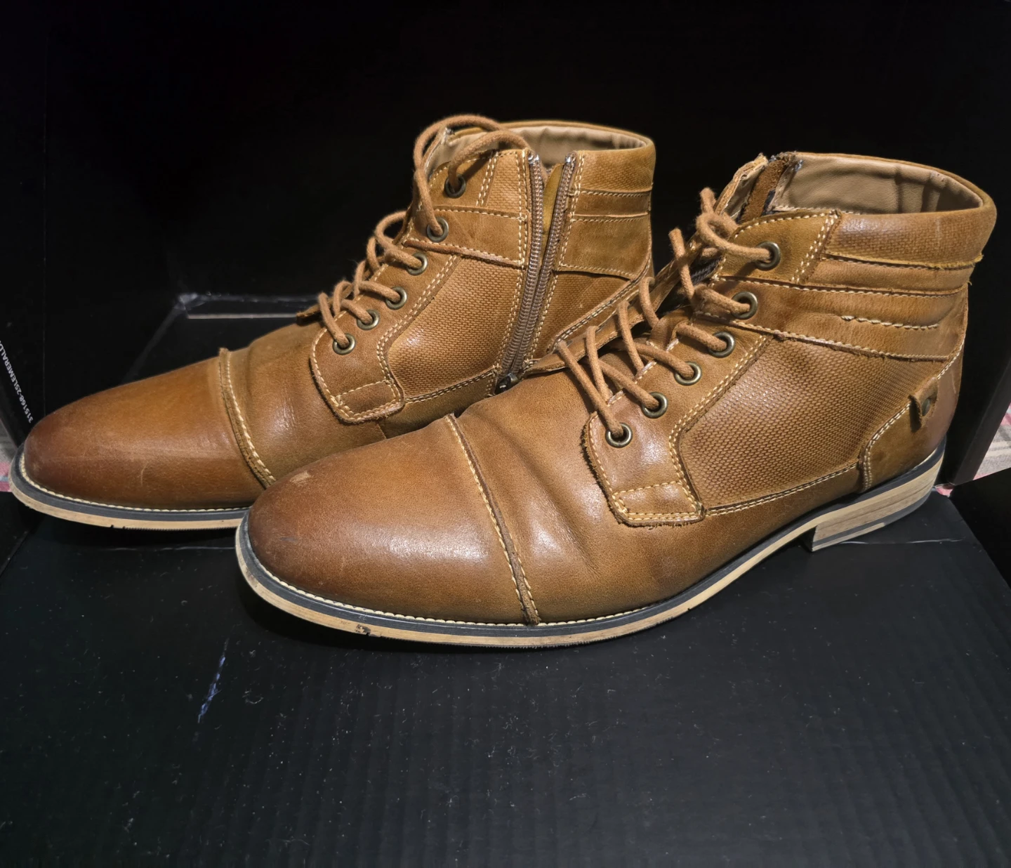 Tan Lace-Up Ankle Boots