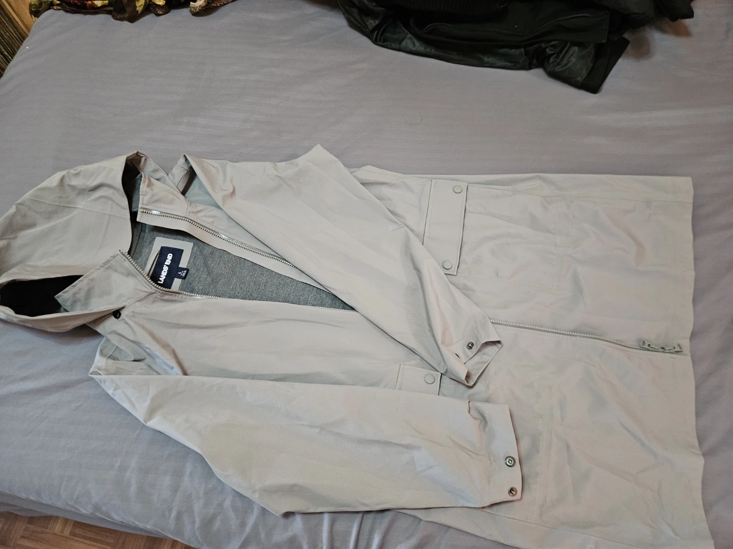 Lands' End Women's Hooded Raincoat - Beige - Size L - photo 2