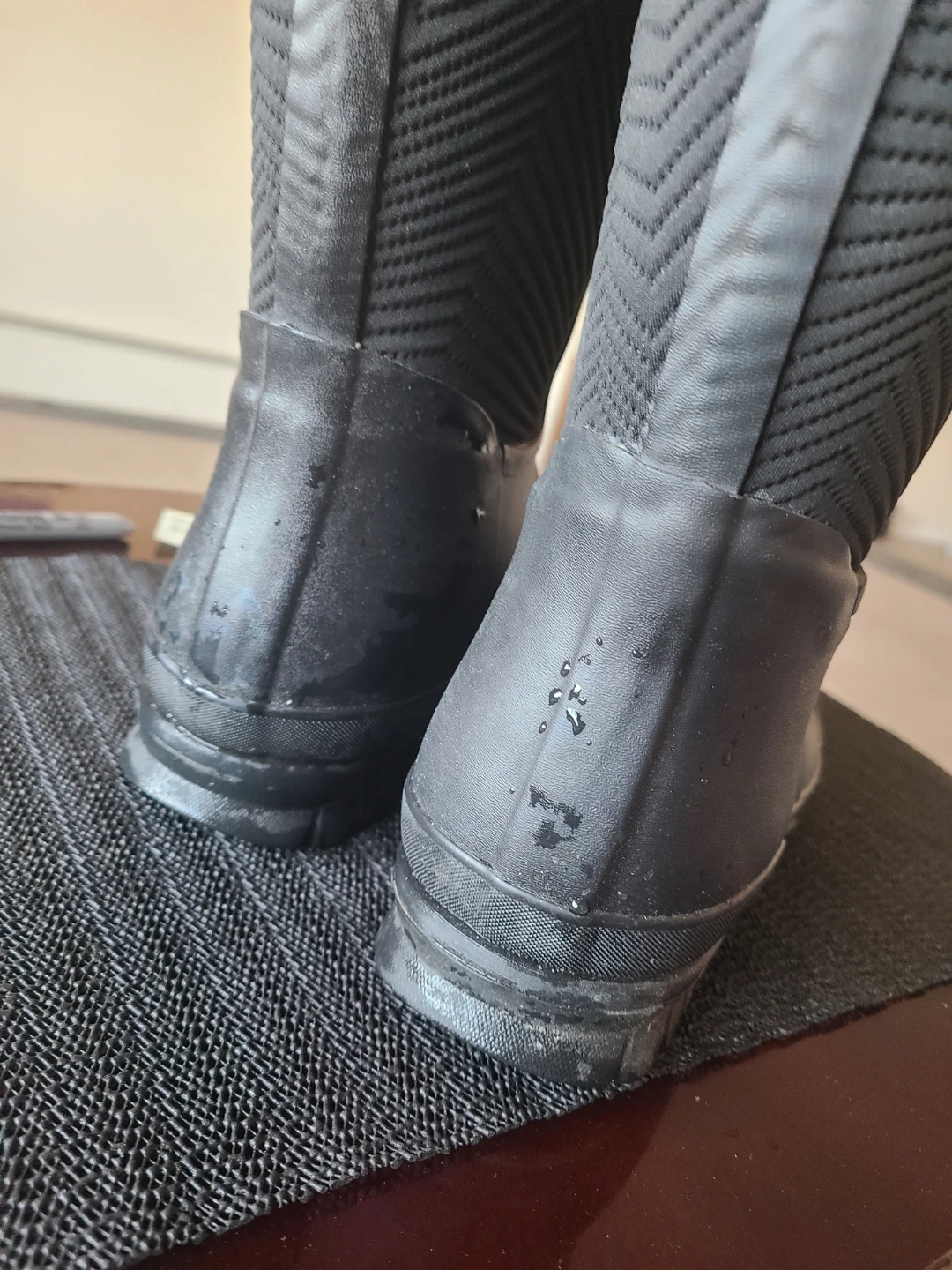 Black Waterproof Rubber Boots Size 9 - photo 2