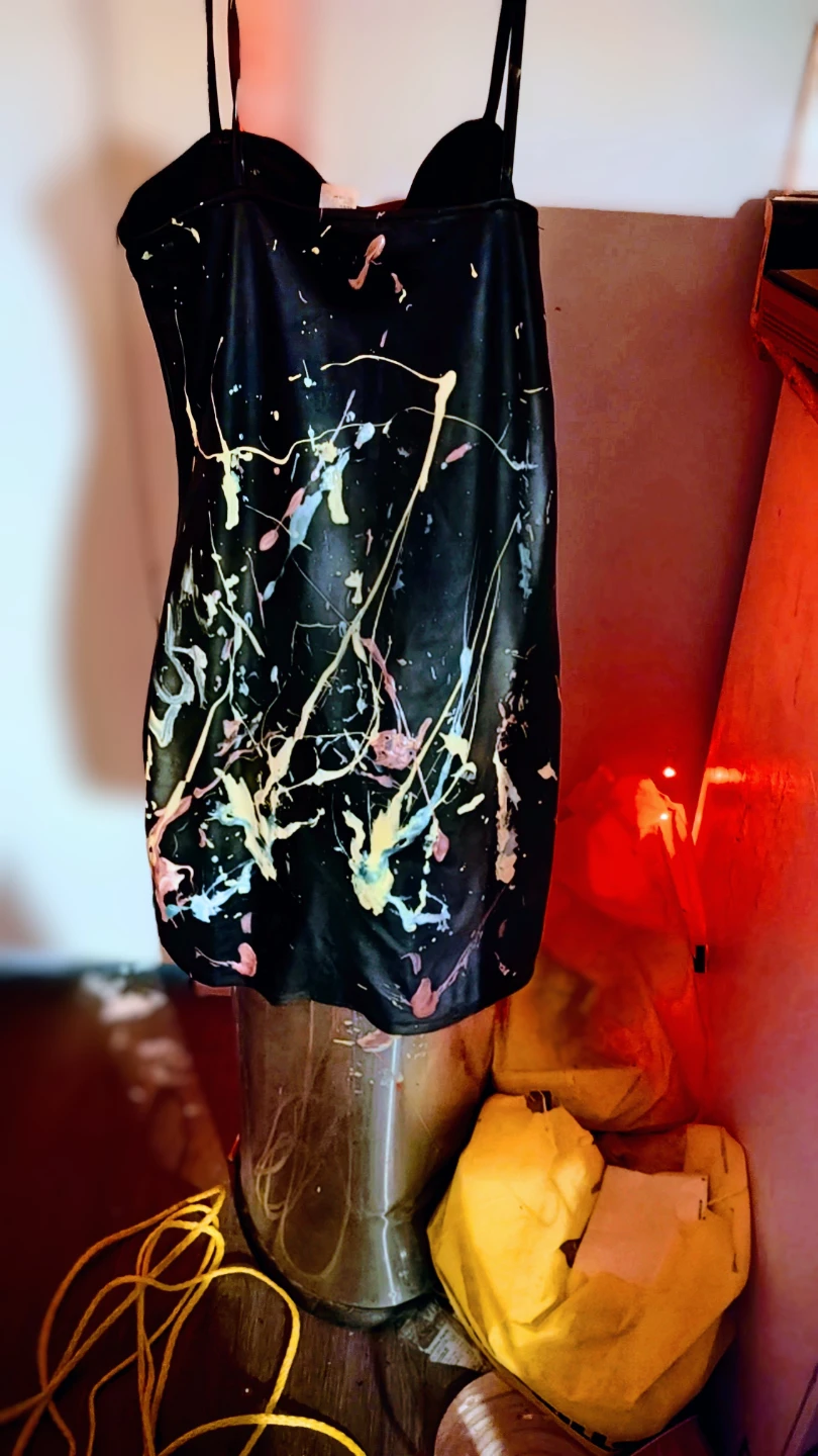 Black Paint Splatter Mini Dress