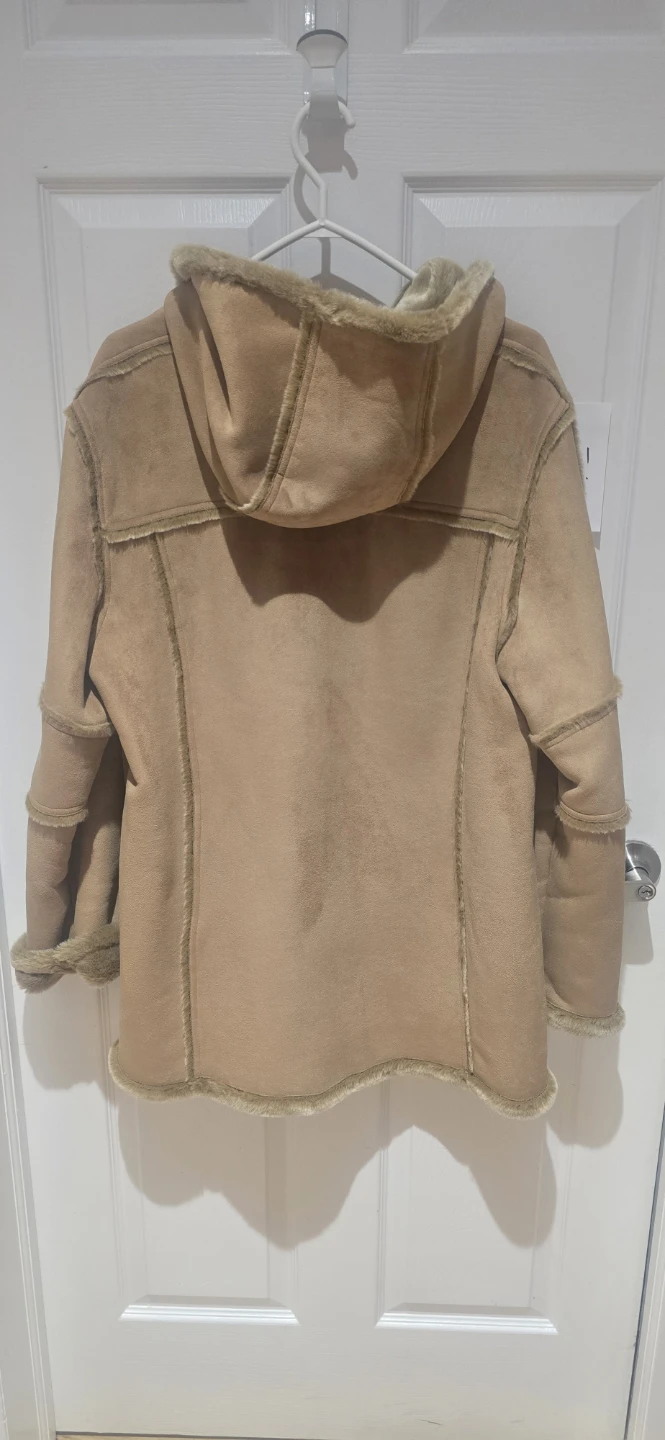 Cyclone Faux Suede Hooded Coat - Size XL - photo 4