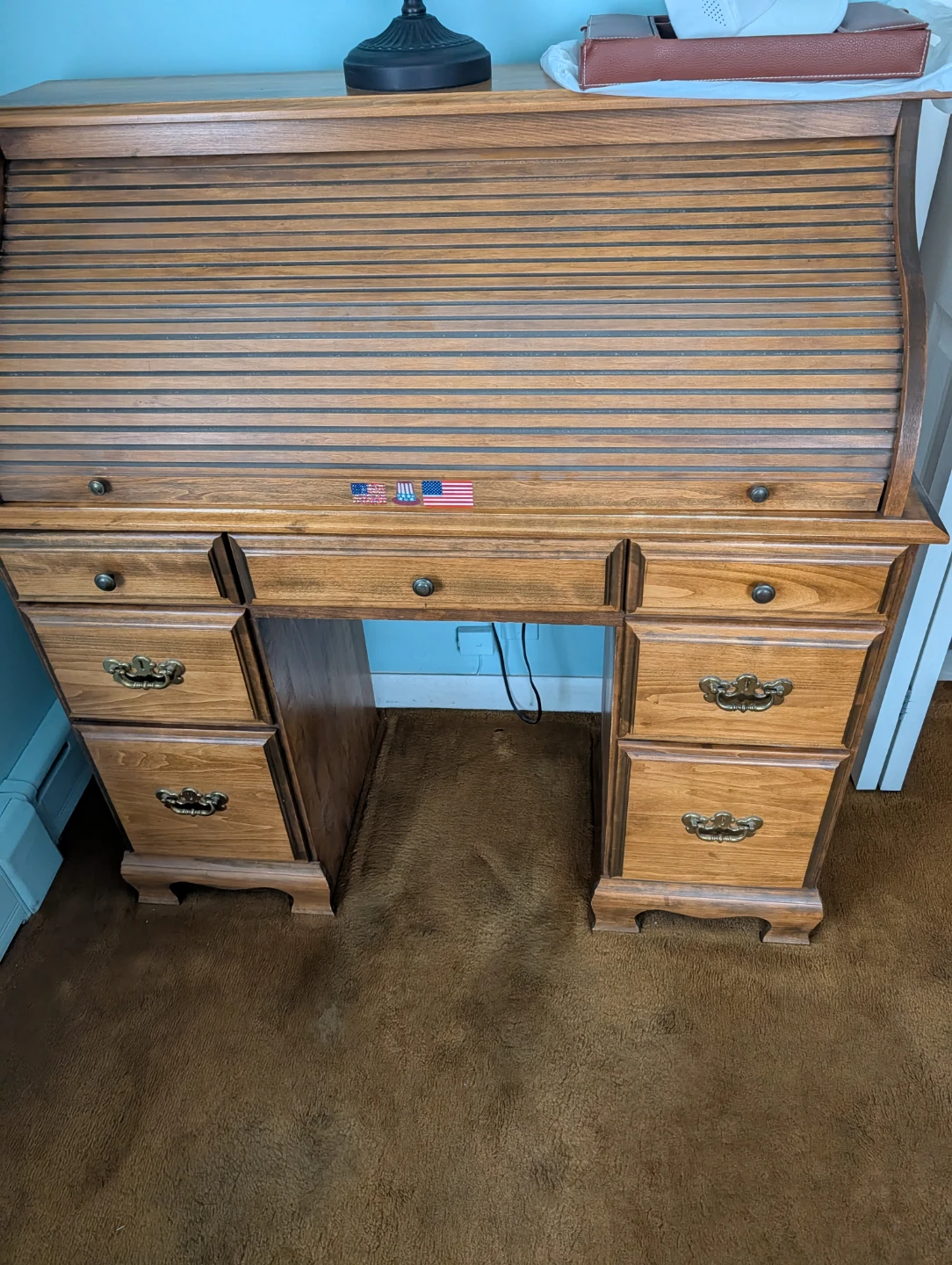 Traditional Wooden Roll Top Desk