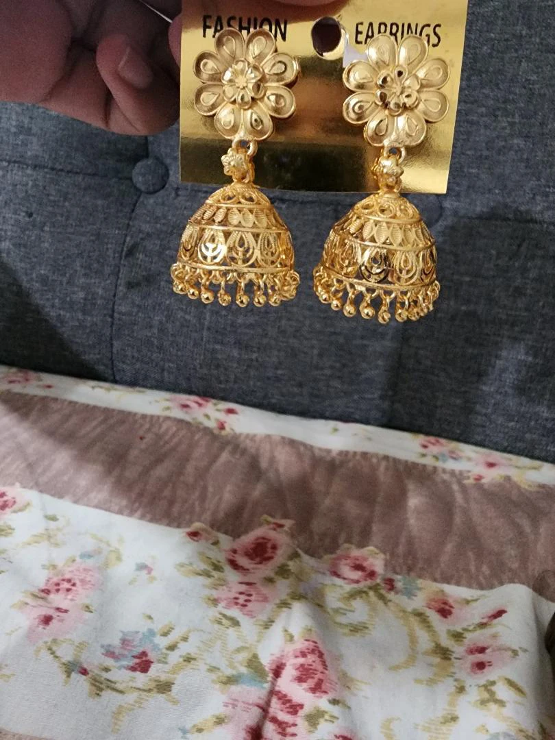 Gold-Tone Flower Jhumka Earrings - photo 2