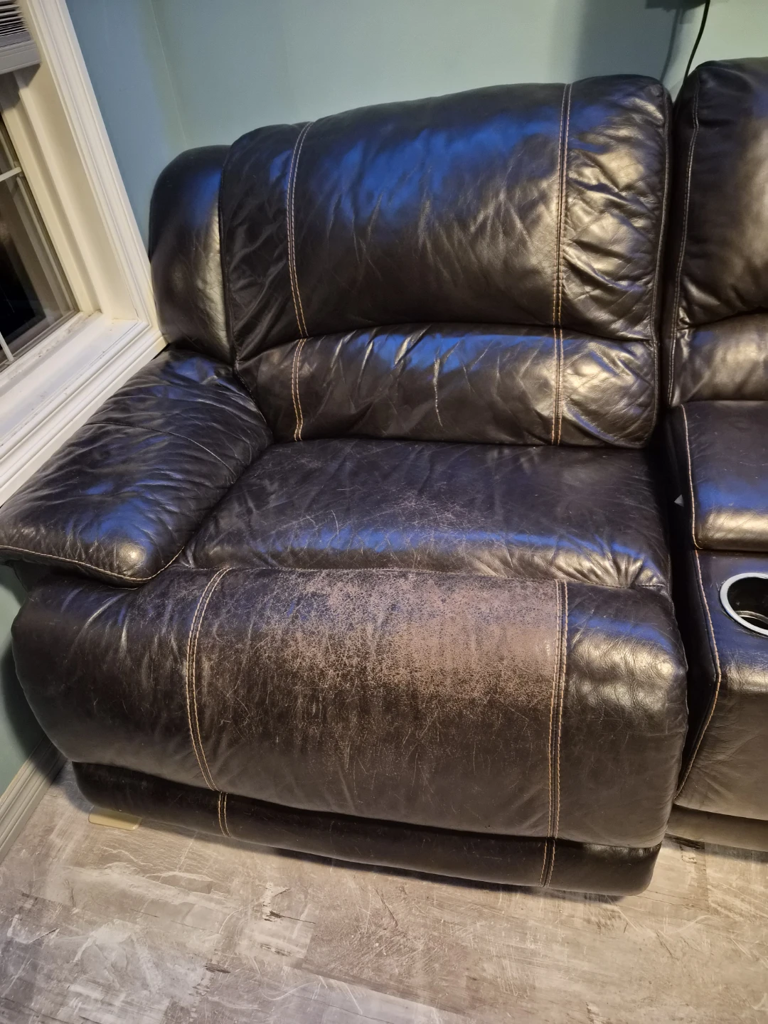 Black Leather Reclining Sectional Sofa - photo 3