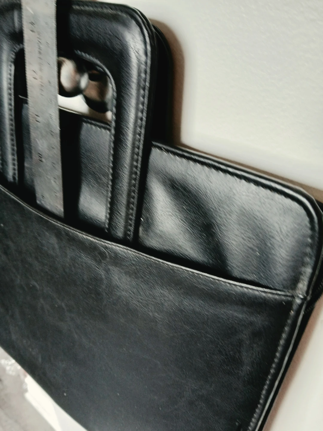 Man Black Faux Leather Portfolio Case - photo 2