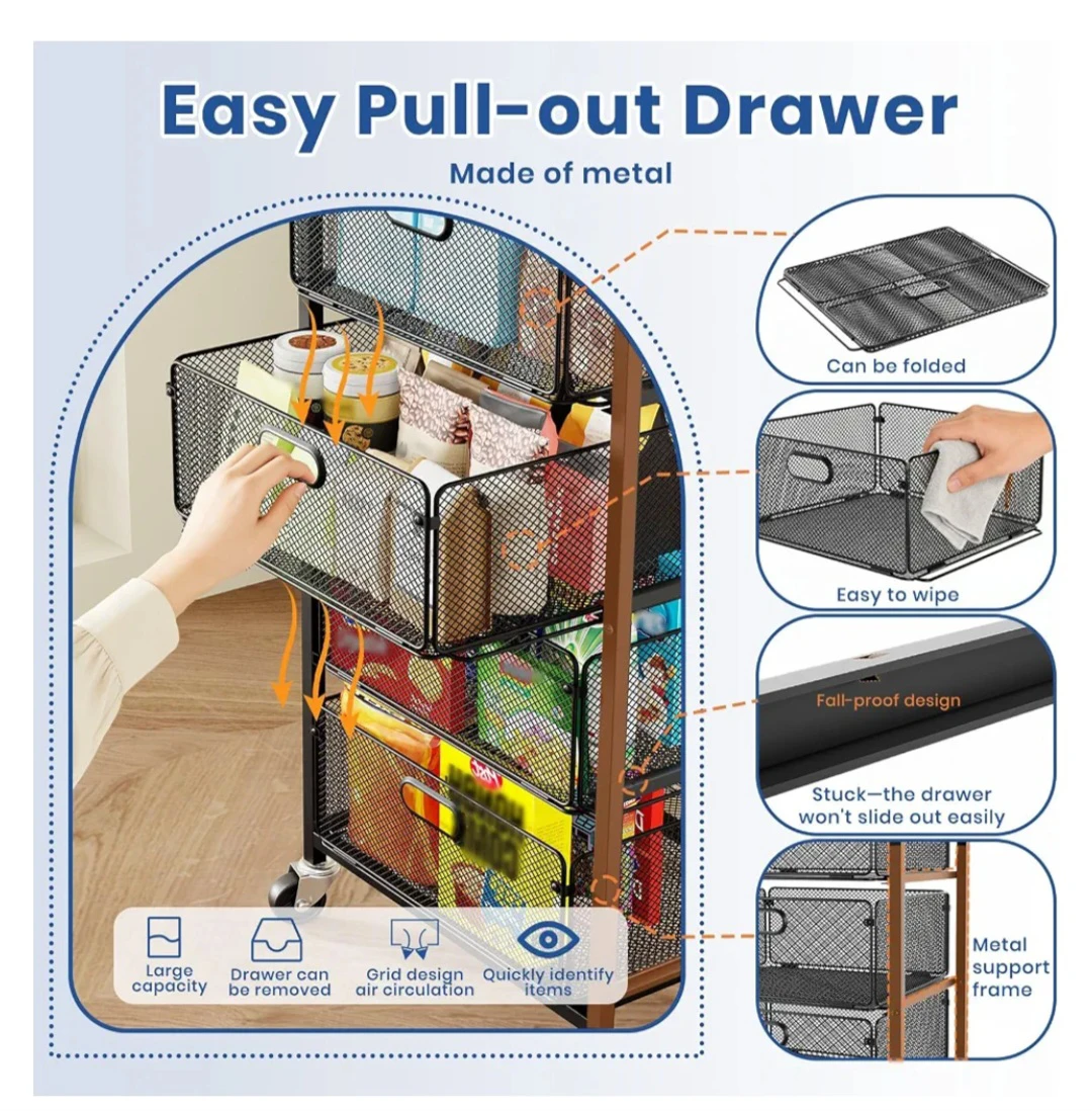 Goovilla 4-Tier Metal Rolling Storage Cart - photo 3