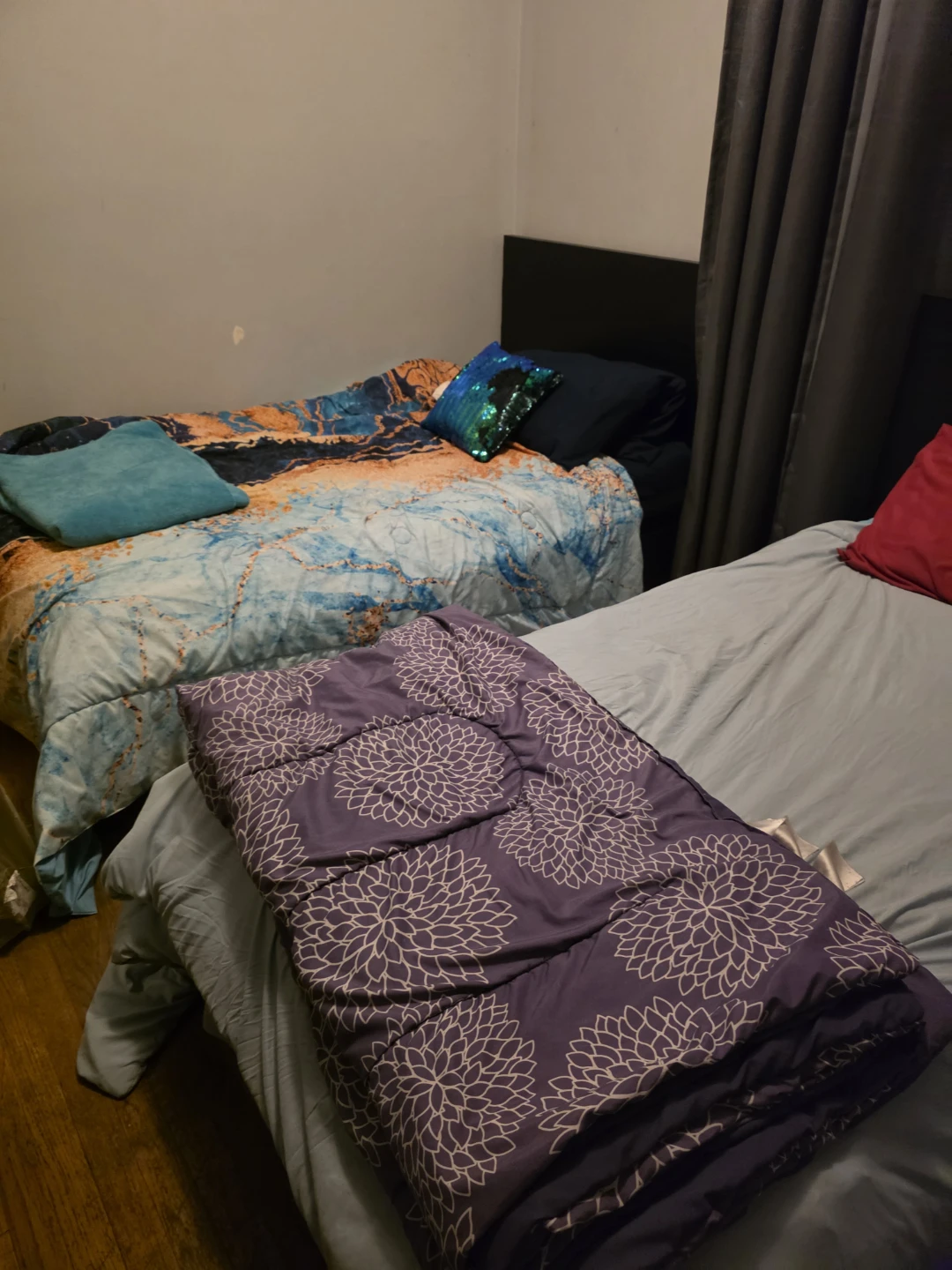 Two Twin Bed Frames with Black Headboards - photo 2