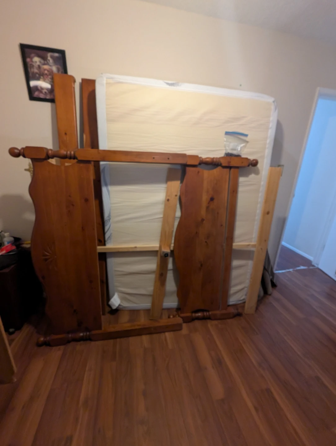 Solid Wood Full Bed Frame and mattress