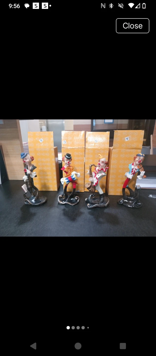 Set of 4 Vintage Musical Clown Figurines