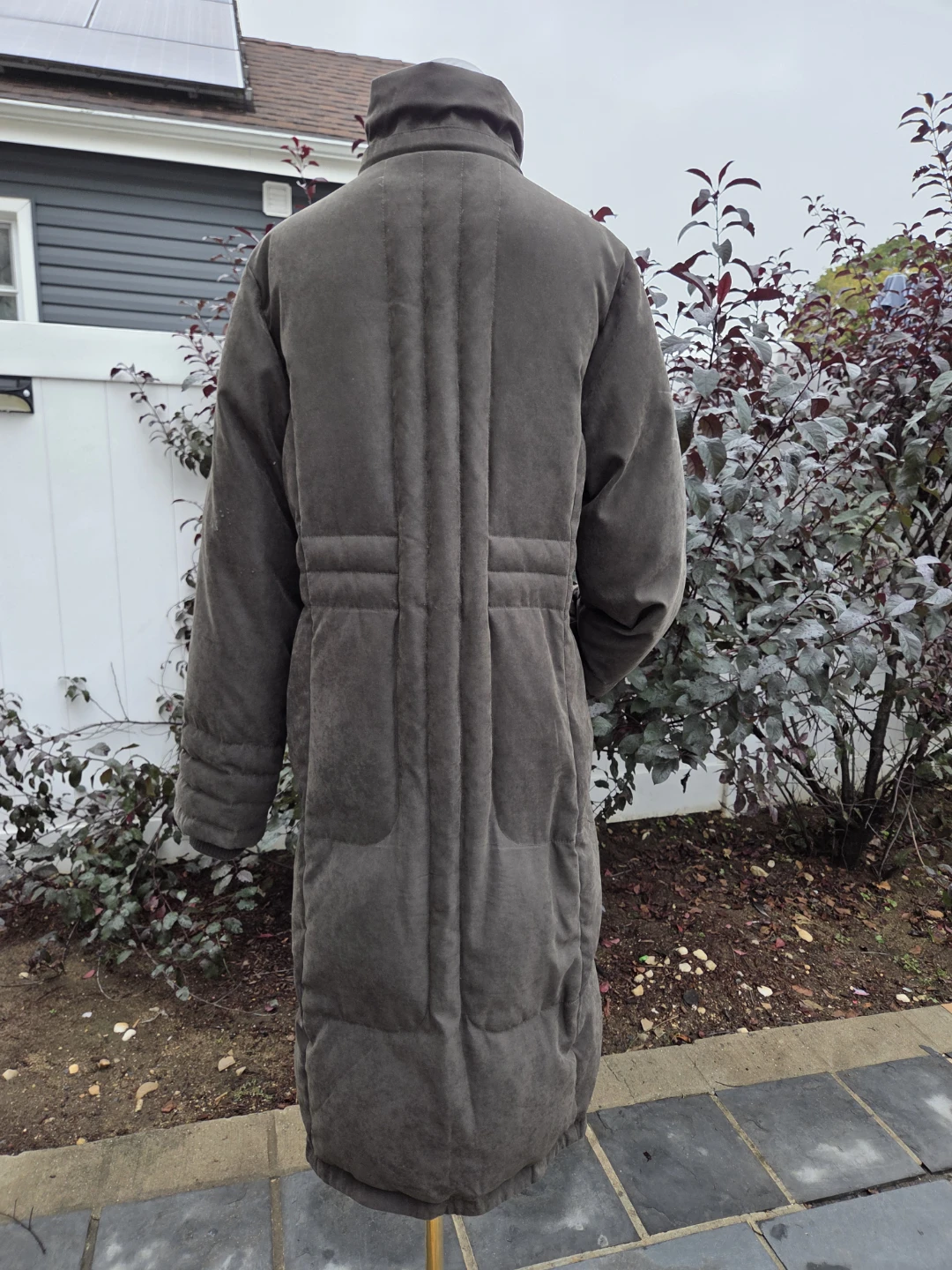 Long Olive Green Quilted Coat - photo 2
