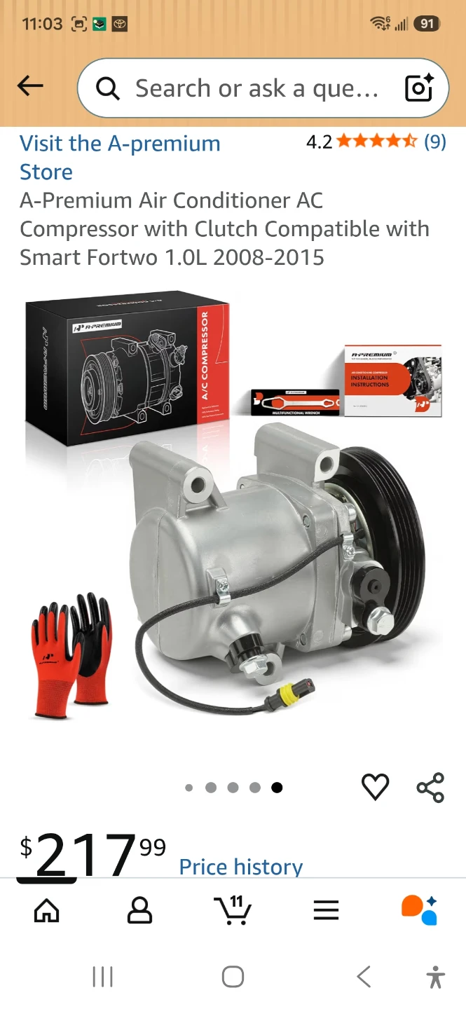 A-Premium AC Compressor for Smart Fortwo 2008-2015