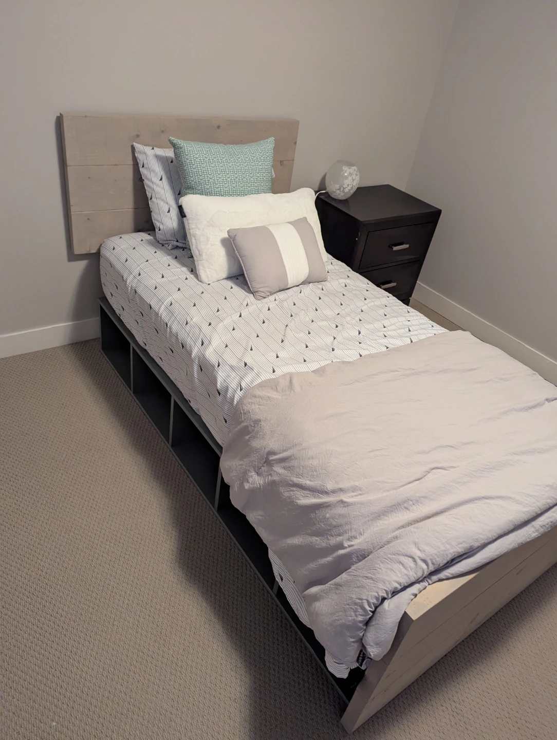Twin bed frame with built-in storage