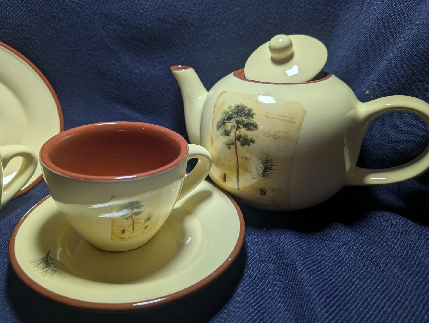 Artisan-Inspired Ceramic Tea Set for Two | Botanical Design