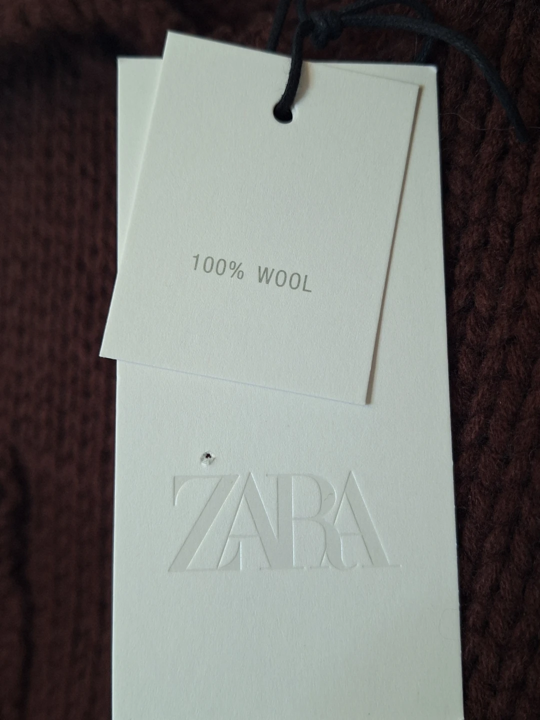 Zara 100% Wool Cardigan - Dark Burgundy - Small - photo 4