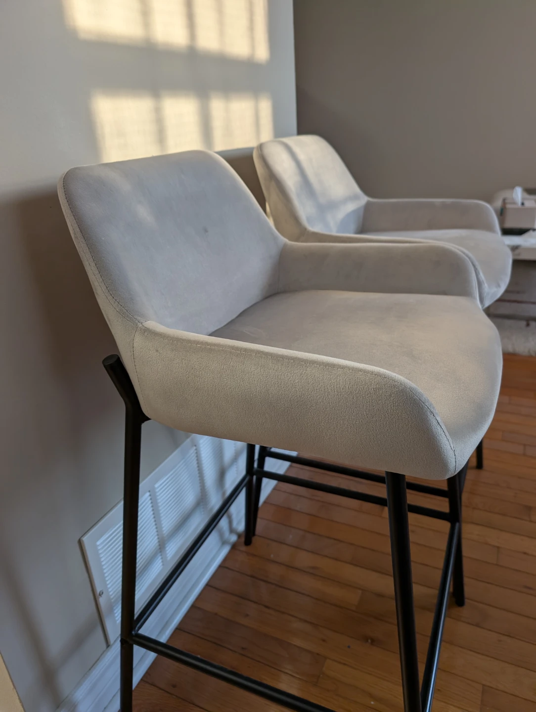 Pair of Grey Velvet Counter Stools, Hoft Home Sede - photo 3