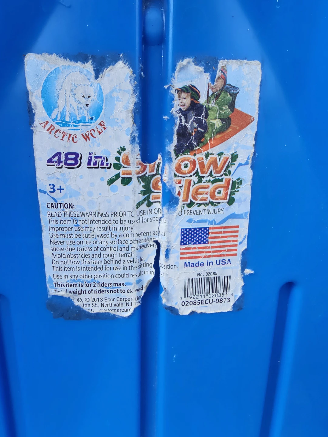 Arctic Wolf 48 in Blue Plastic Snow Sled for Kids w/ Pull Rope - photo 3