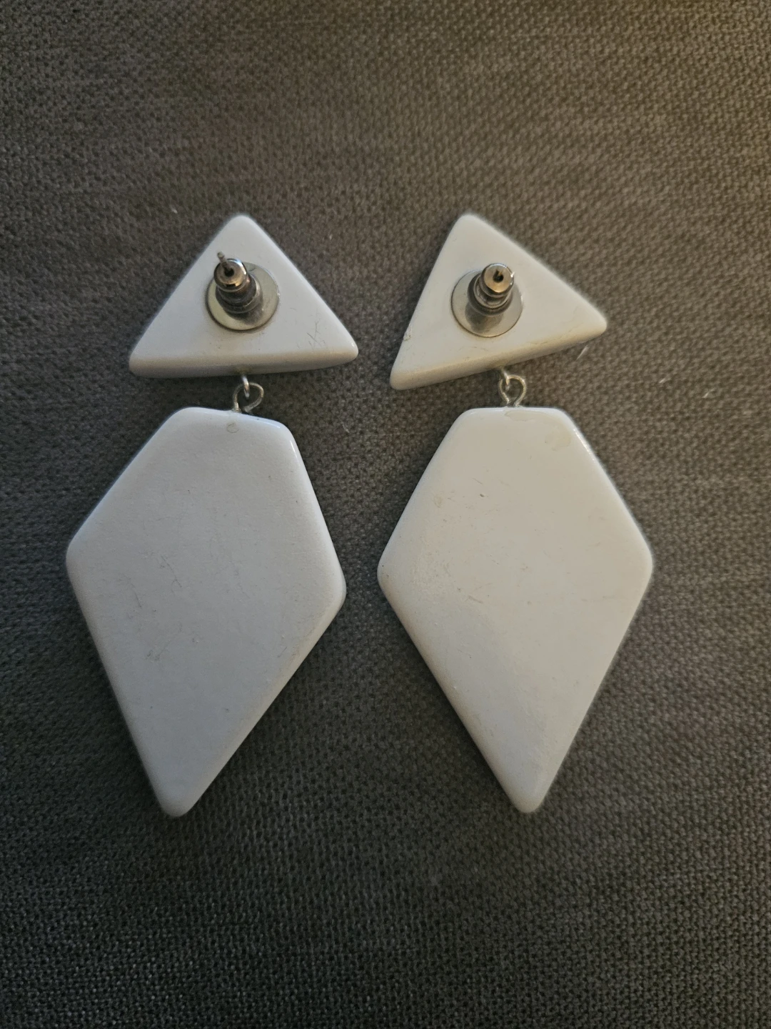 Vintage 1980s White Geometric Drop Earrings - photo 2