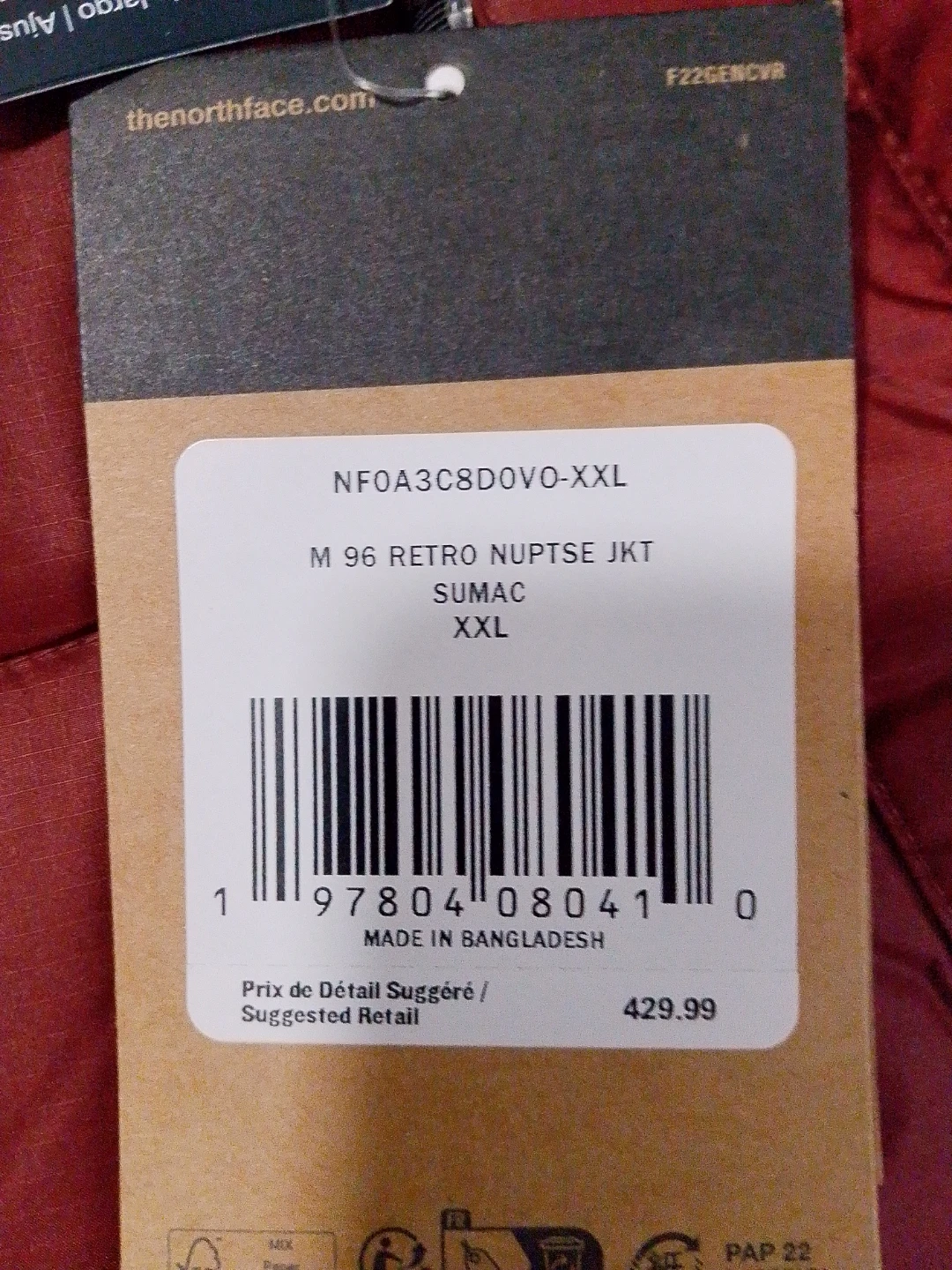 The North Face 96 Retro Nuptse Jacket - Sumac, XXL - photo 2