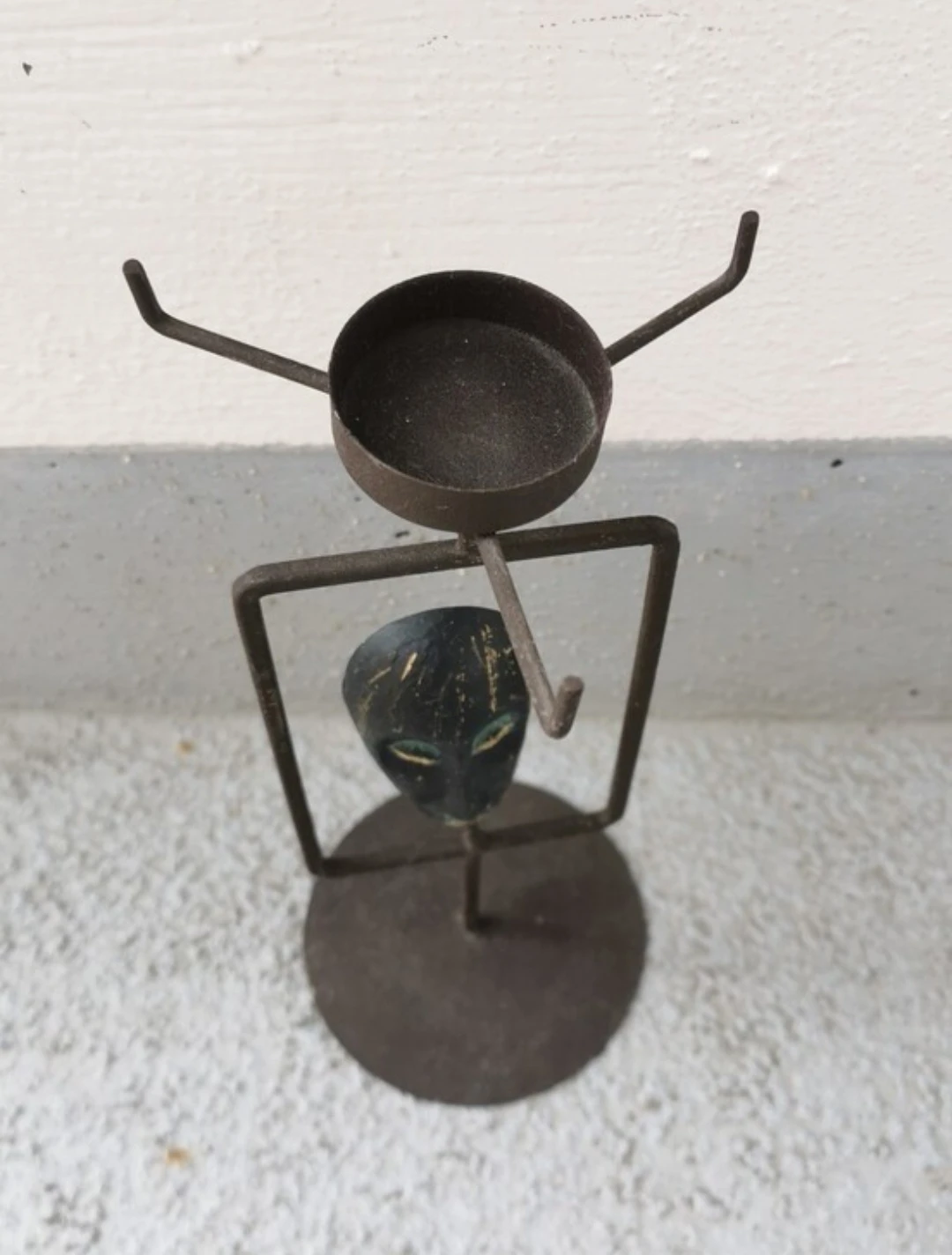 Sculptural Mask Tealight Holder Metal Stand Art Decor - photo 4