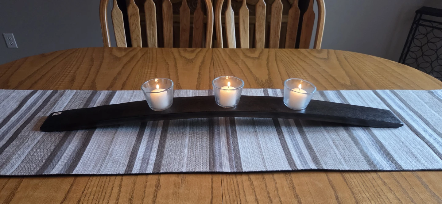 Handcrafted wine barrel stave candle holder - photo 2
