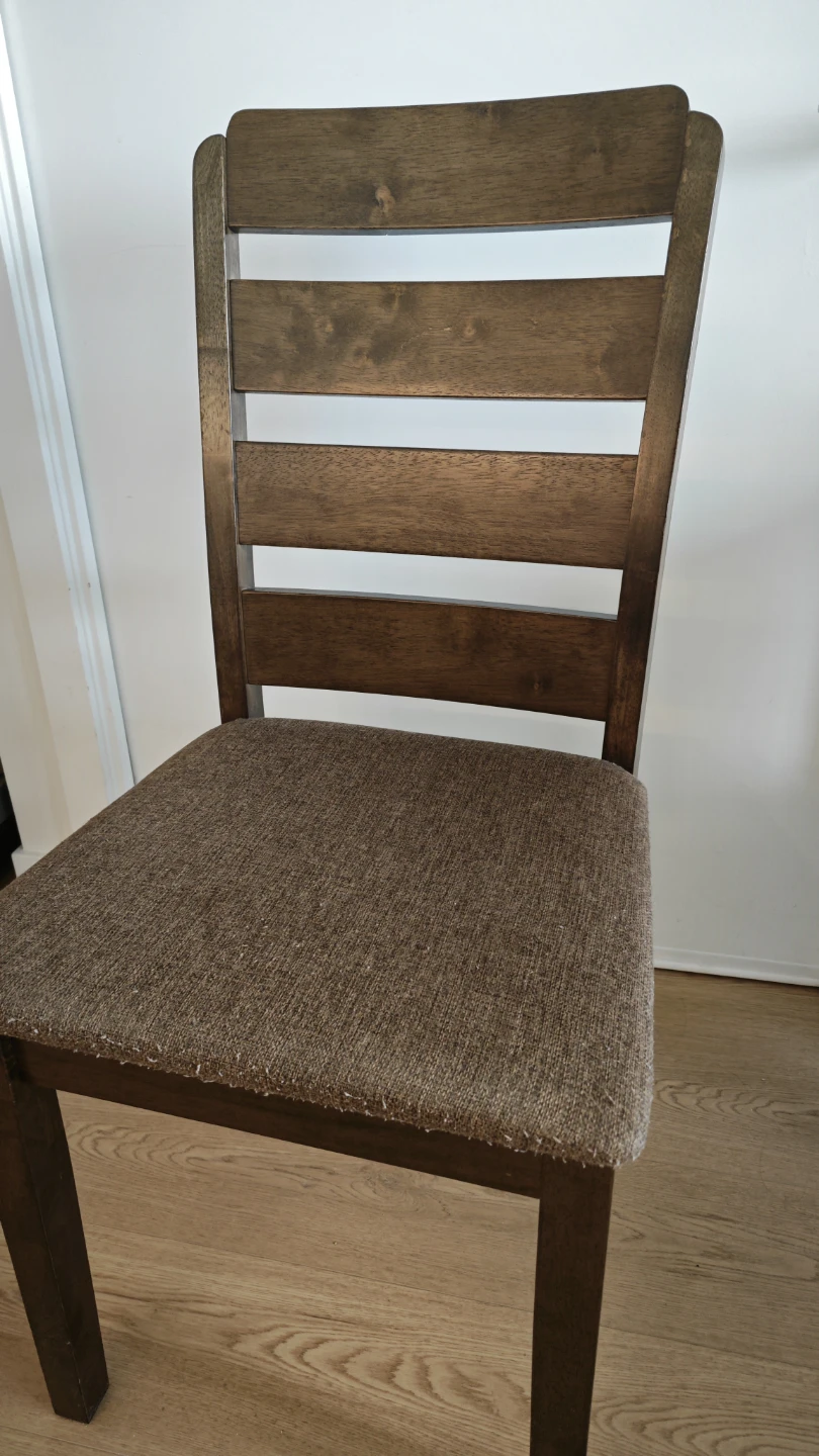 Dark Wood Dining Chair with Brown Upholstered Seat - photo 2