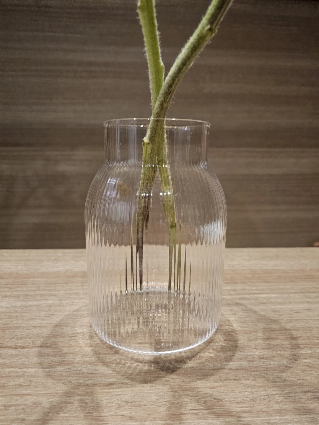 Clear Ribbed Glass Vase - photo 2