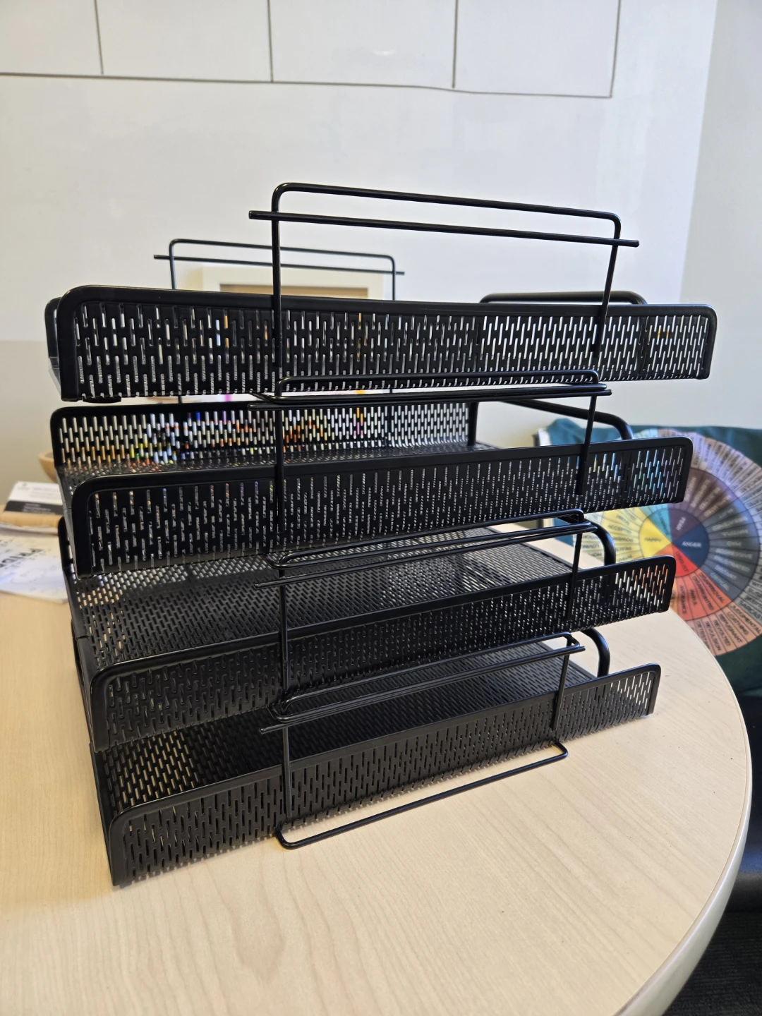 Black Metal 4-Tier Desk Organizer Tray - photo 3