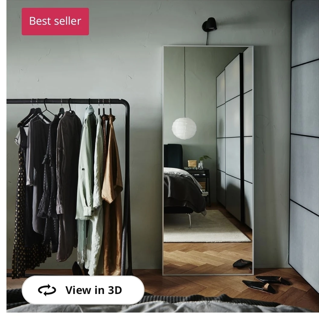 ikea hovet full length mirror aluminum - photo 3