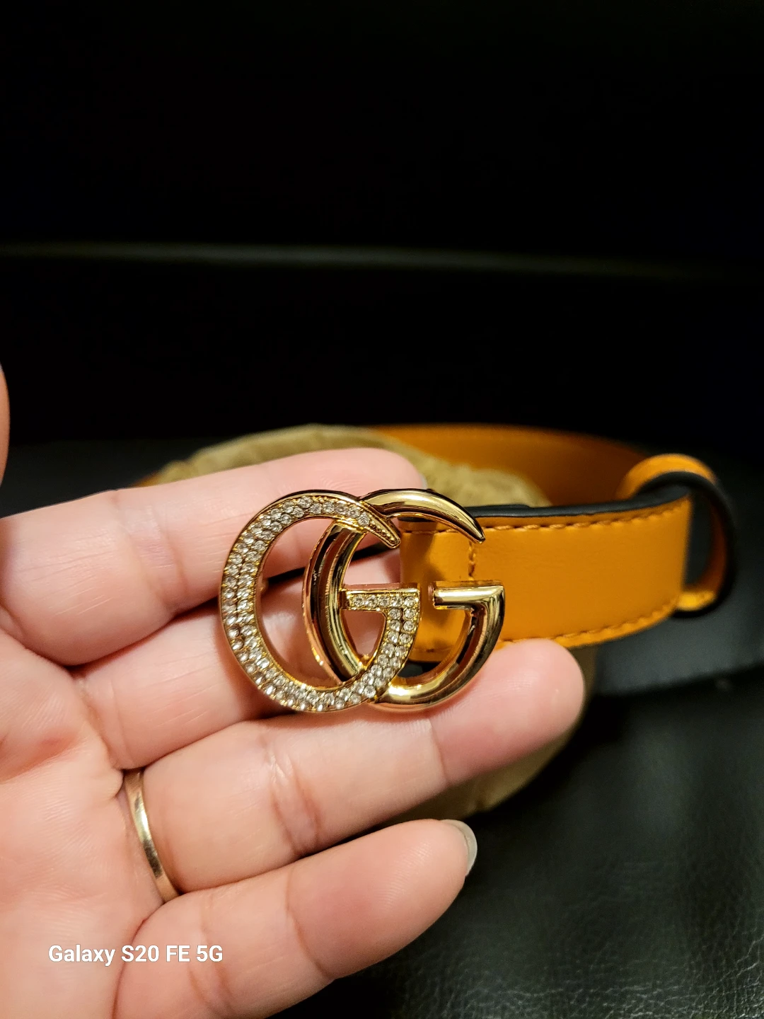 Gucci GG crystal buckle belt
