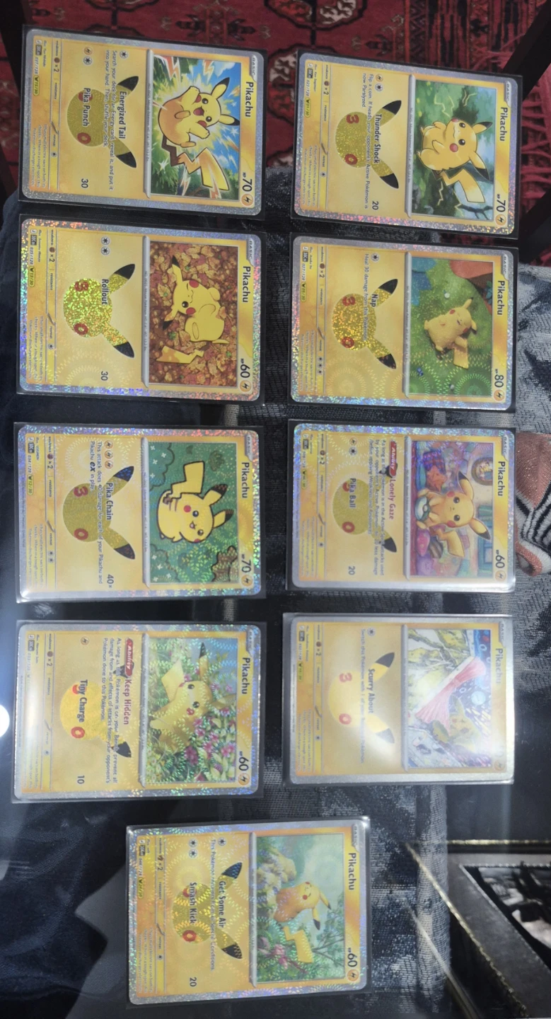 9 Pikachu Pokemon Cards 30th Anniversary Collection