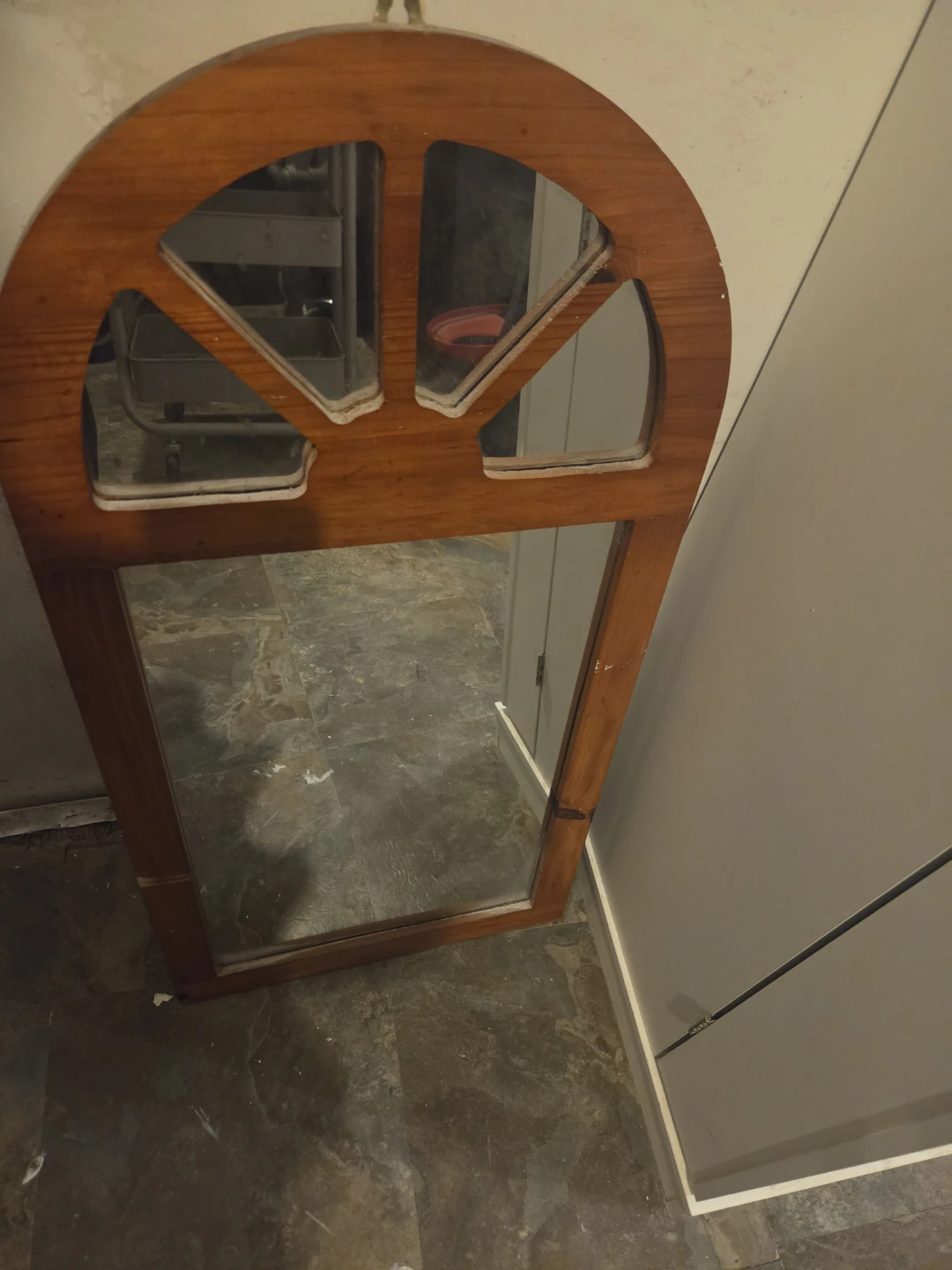 Wooden Arch Top Wall Mirror