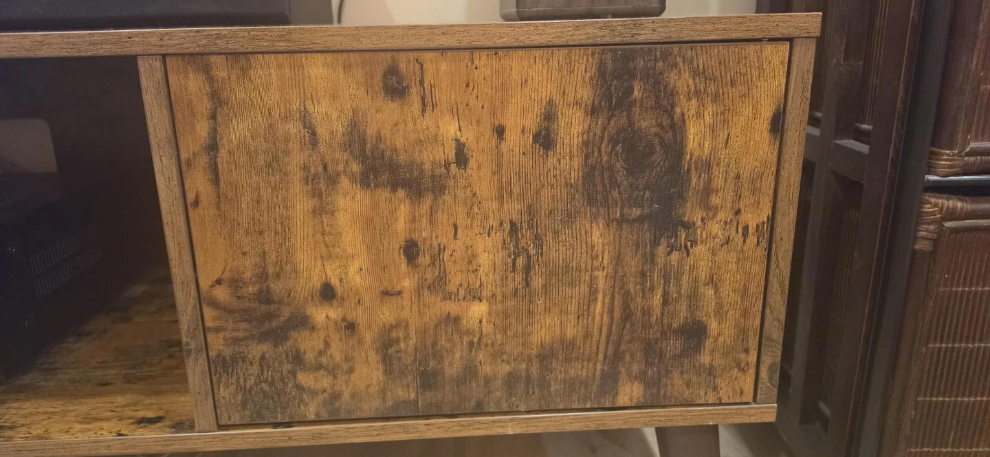 Rustic Wood TV Stand with Cabinet - photo 3