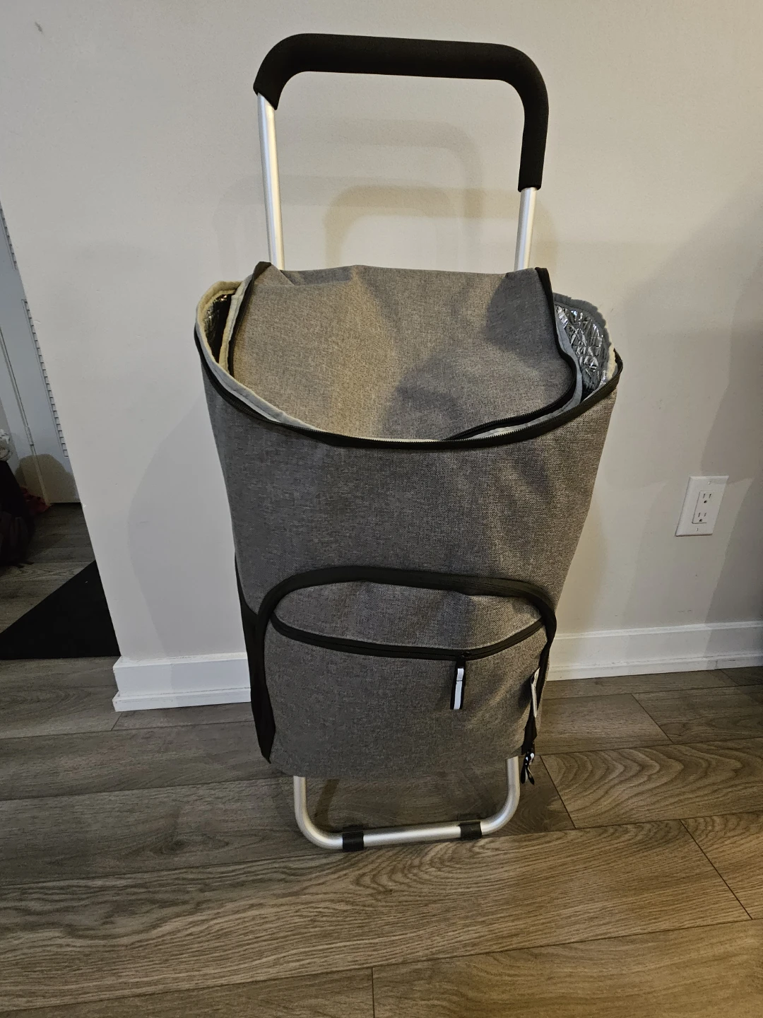 Grey Rolling Grocery Cart