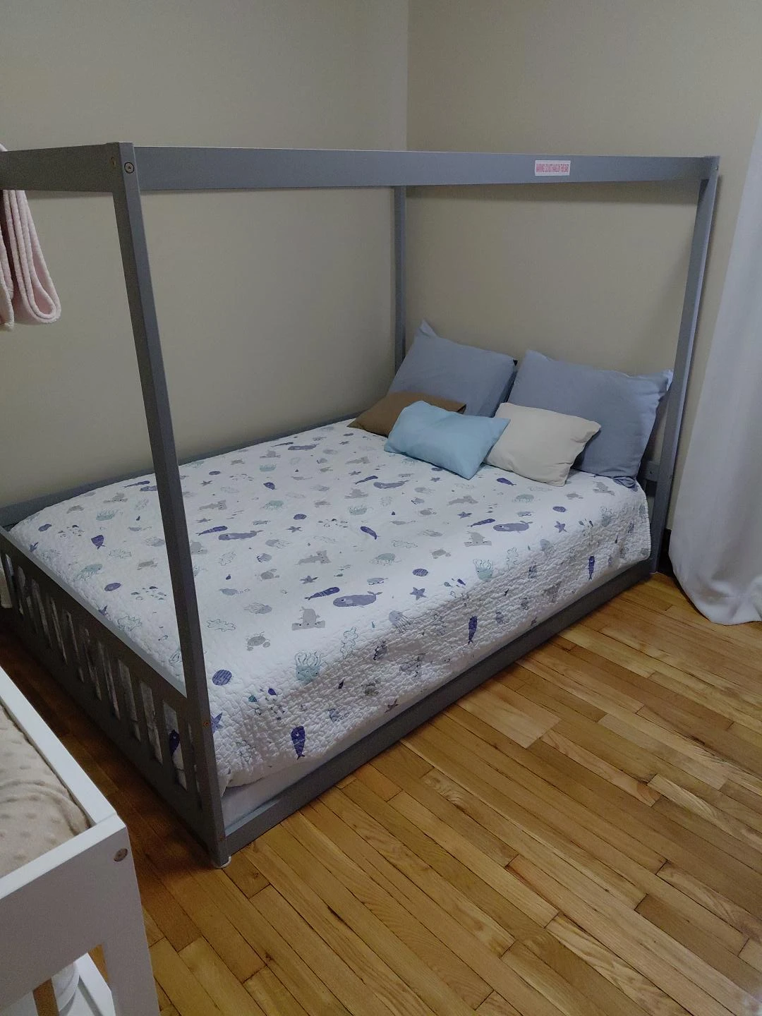 Gray Canopy Bed Frame