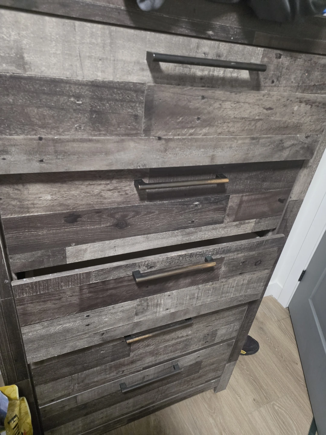 Wood Finish Drawers and double bed matress included