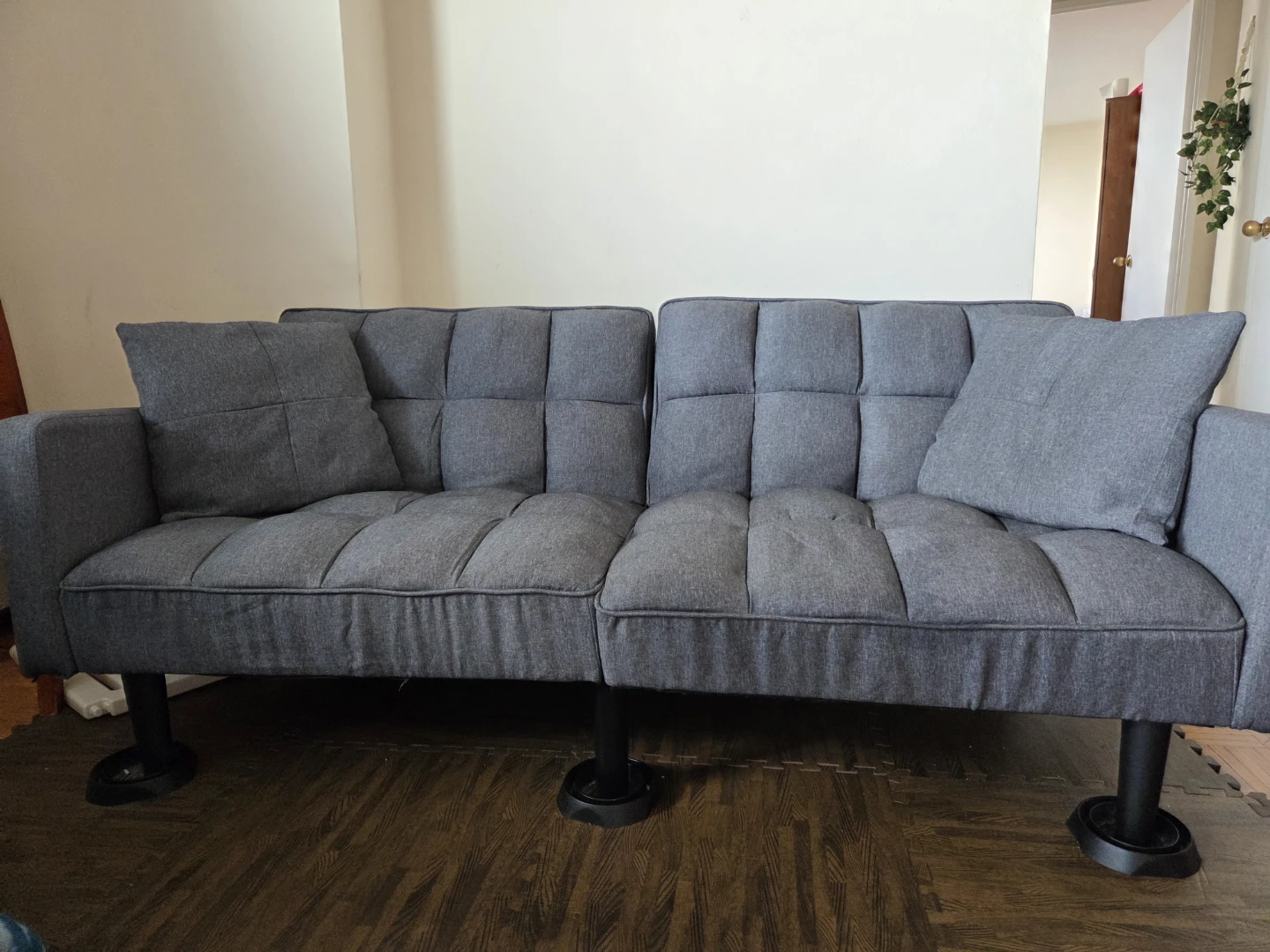 Grey Convertible Futon Sofa