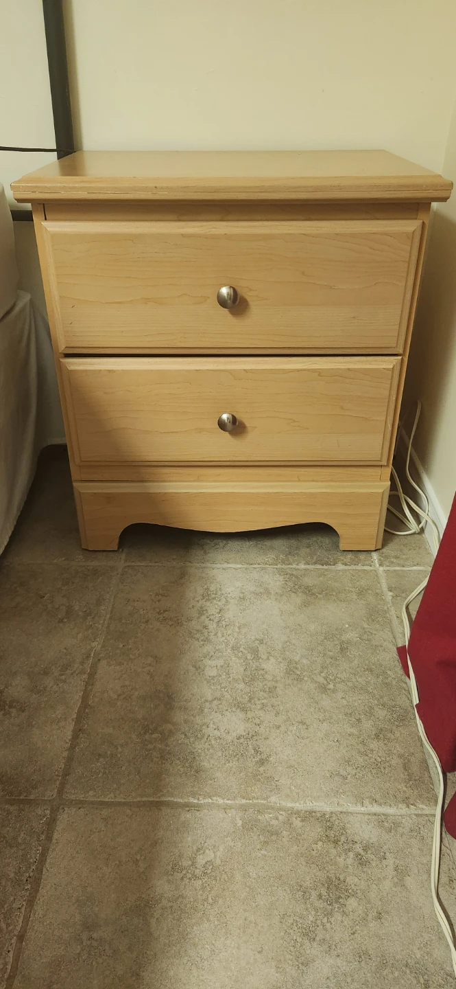 Light Wood Two-Drawer Nightstand