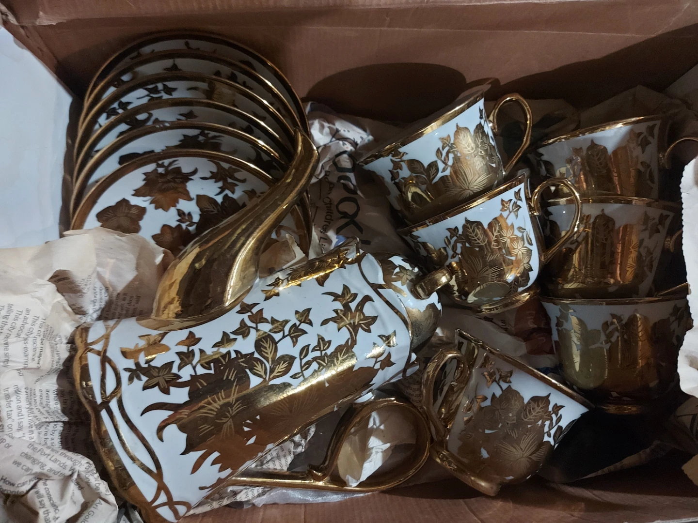 Vintage Gold and White Teaset