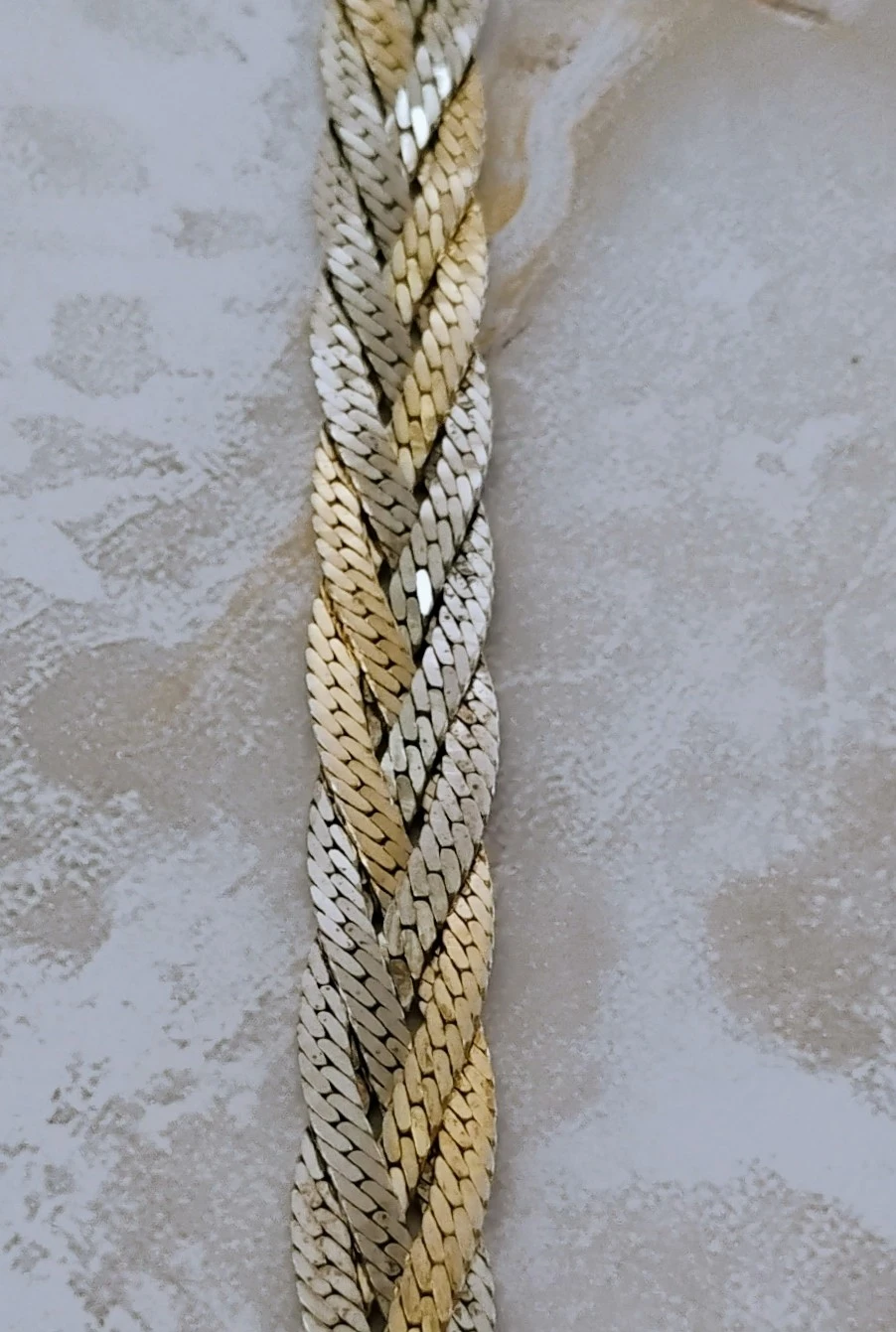 SHIMMERING TWO-TONE BRAIDED NECKLACE & BRACELET (BY KWA) - photo 3