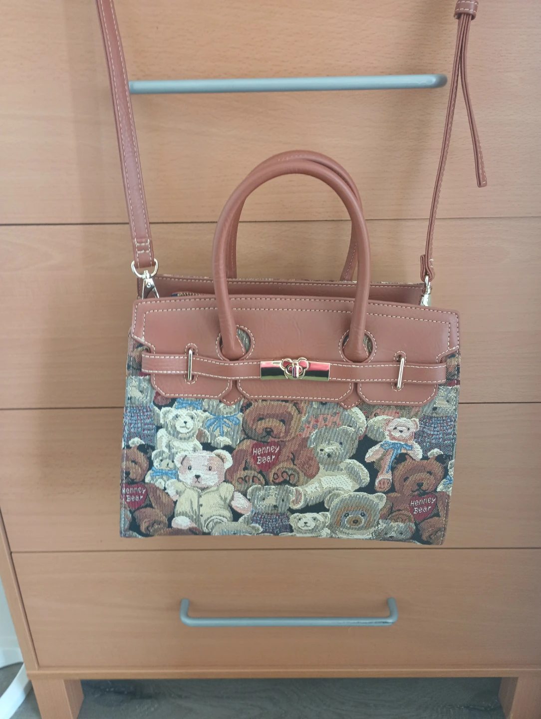 Henney Bear Tapestry Handbag