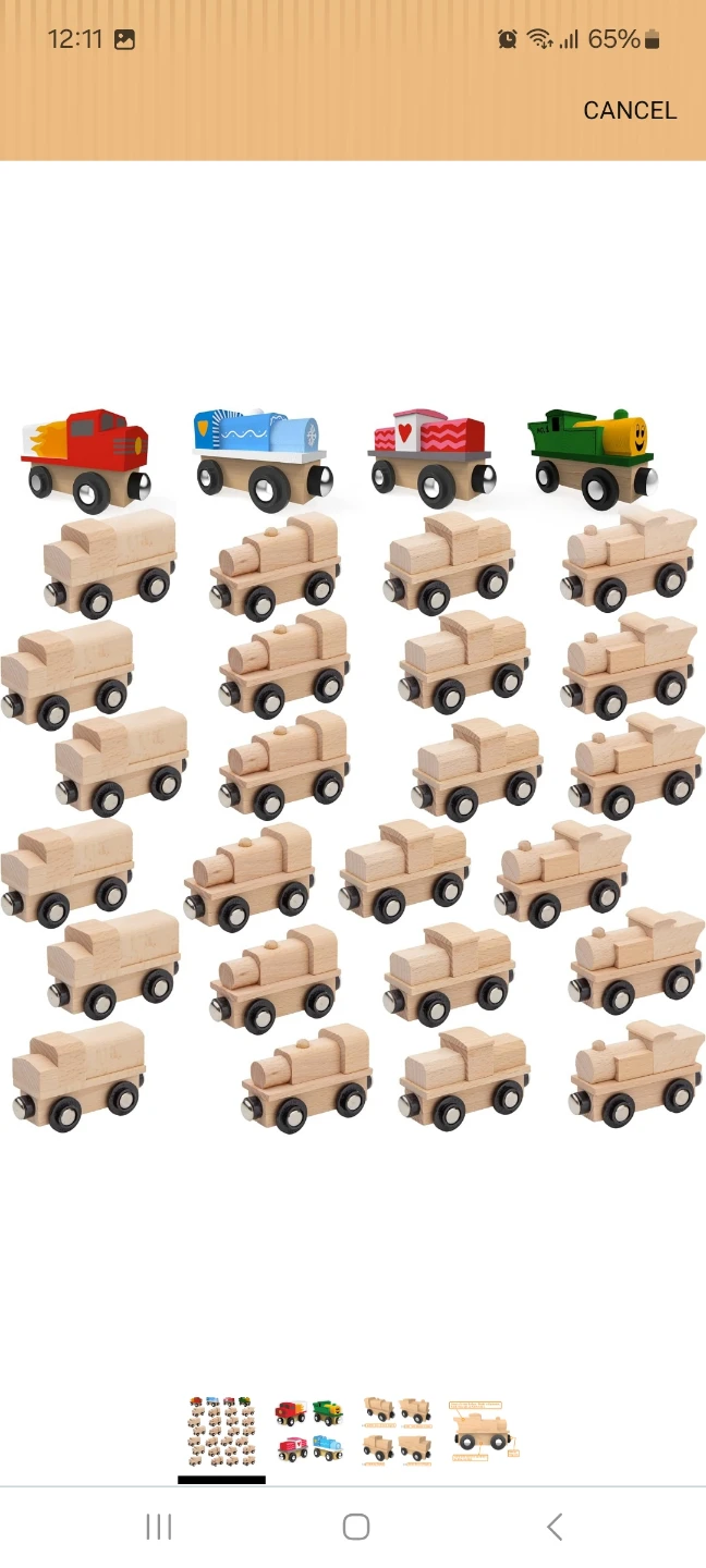 Orbrium 24-Piece Unpainted Wooden Train Engine Set - photo 2