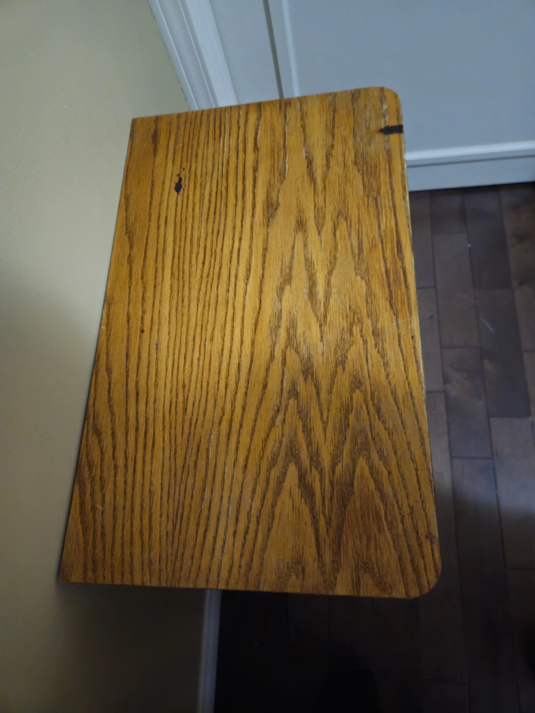 Oak wood bedside table with two drawers - photo 4
