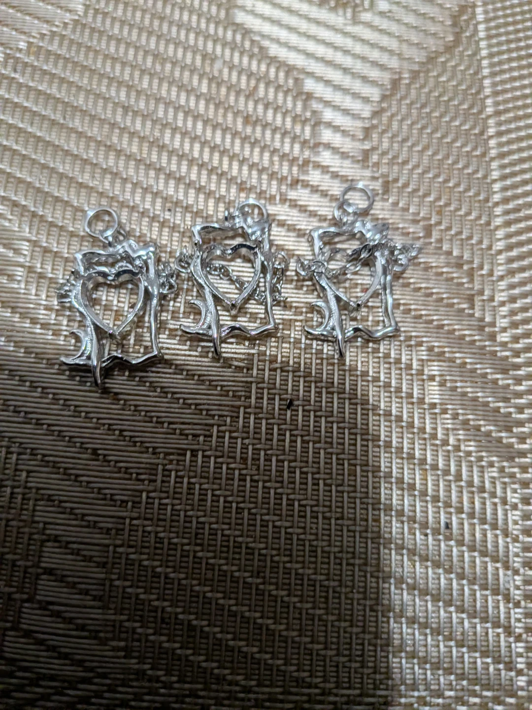 Set of 3 Heart Shape Charms
